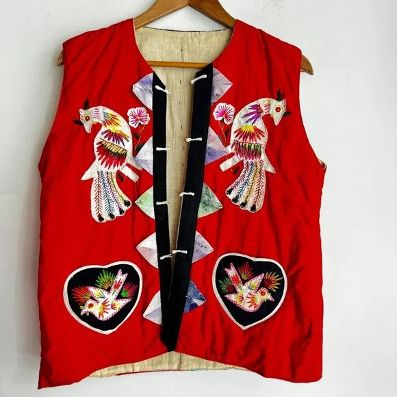 Vintage Ethnic Patchwork Colourful 3D Vest M - Picture 3 of 6